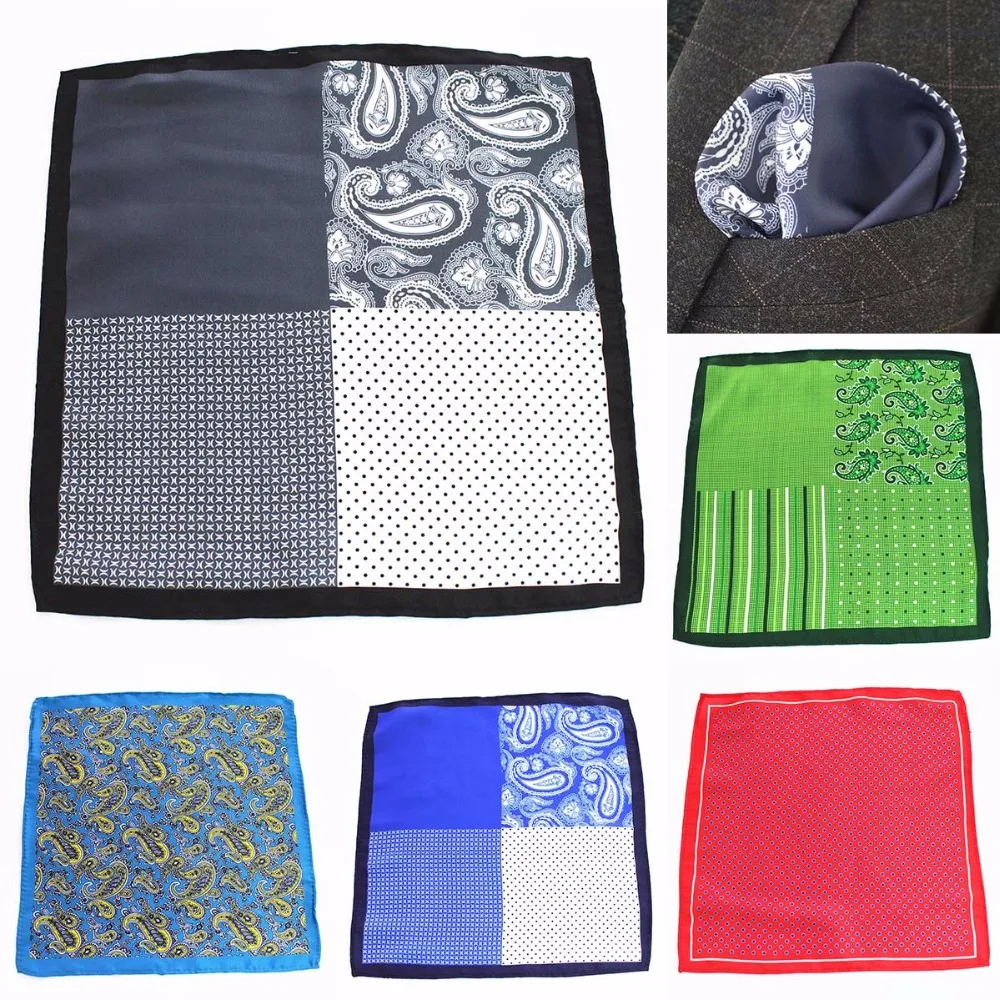 Ricnais lenço masculino caxemira 25x25 cm, bolso quadrado com estampa floral e bolinhas para homens, lenço para casamento