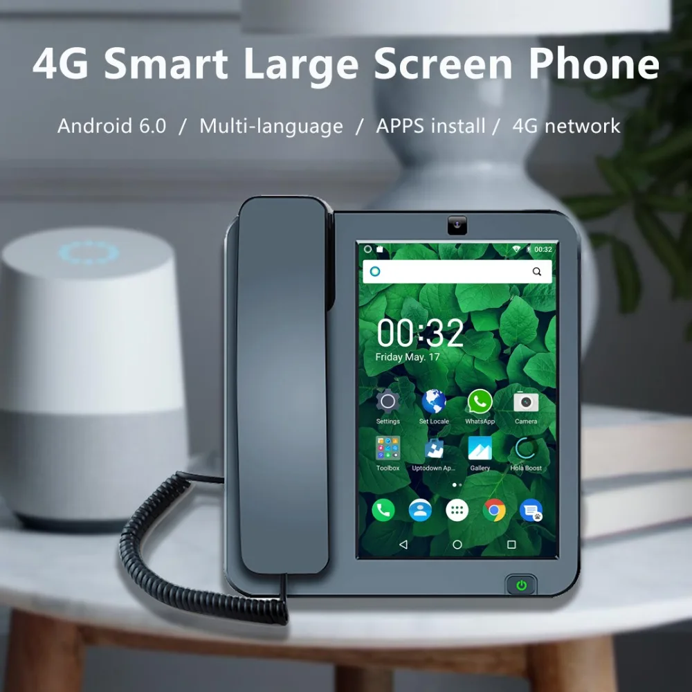 Smart 4G Wireless/Line Big Screen Phone 2G RAM Android 10 Kaer Internation Language and Apps Remote Control Smart Phone