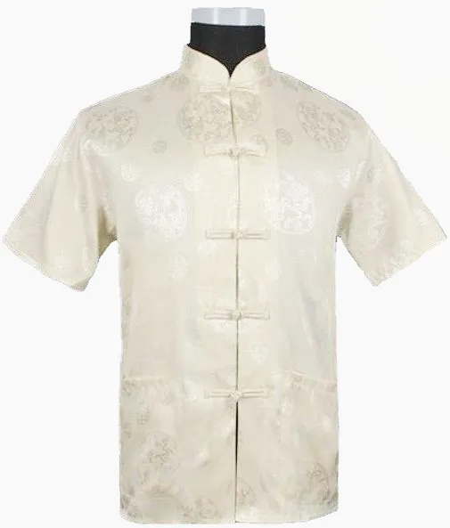 Dark Blue Chinese Men\'s Silk Satin Kung-Fu Shirt Top with Dragon Size S M L XL XXL XXXL Free Shipping M2066#