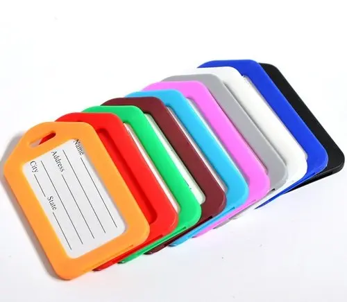 10 pcs Assorted Colors Plastic Travel Accessories Square-shape Luggage tag / Identifier with Name Card