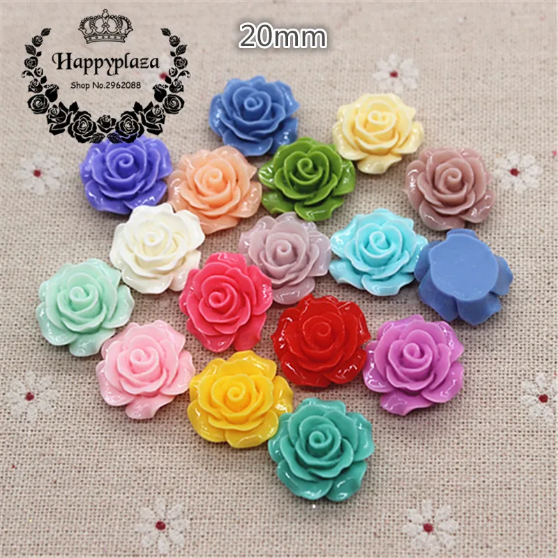 30pcs 20mm Resin Flowers Flat Back Cabochon DIY Jewelry/ Craft Decoration(No hole)