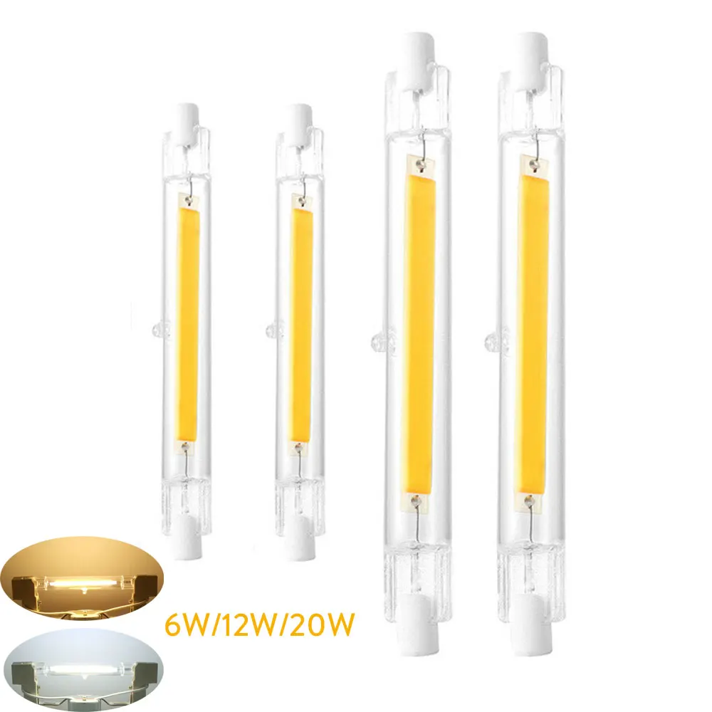 

LED R7S Glass Tube 118mm 78mm Dimmable Instead of Halogen Lamp COB 110V 220V 6W 12W 20W Energy saving powerful R7S led Bulb