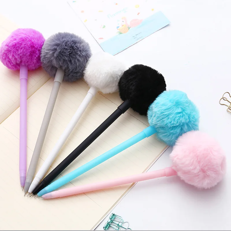 

Cute Colorful Plush Gel Pen Kawaii Candy Colors Warm Ball Neutral Pens For Girls Gift Writing Stationery Office School Supplies