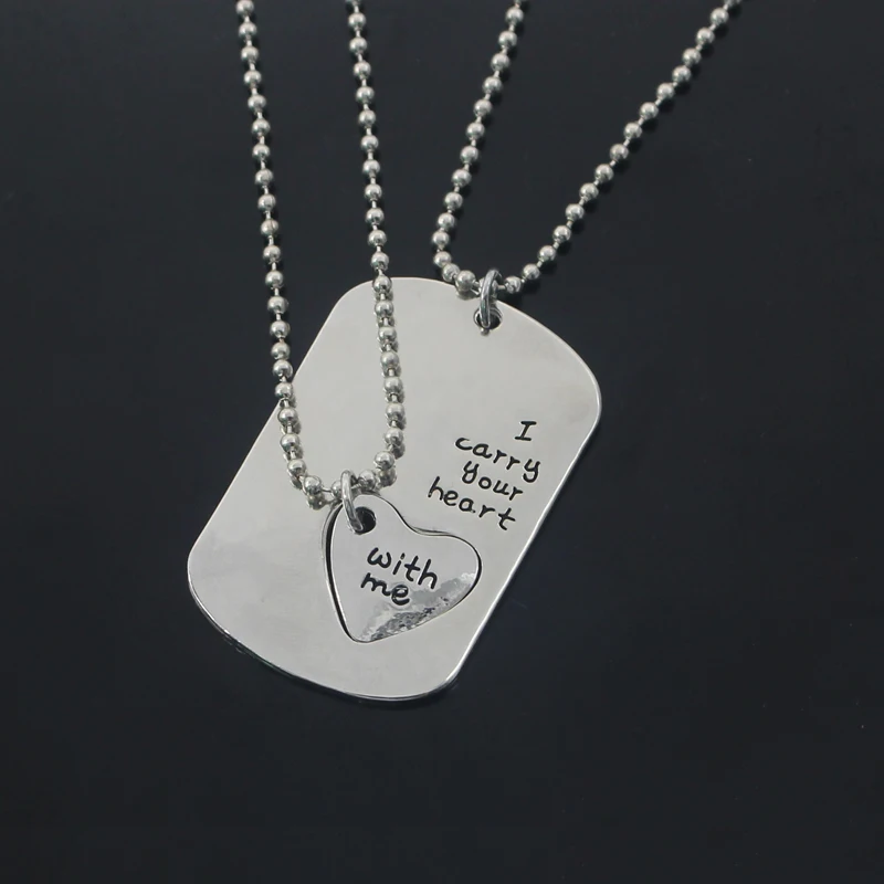 موضة زوجين قلادة حروف "أنا تحمل قلبك معي" الحب القلب الجوف Charms قلادة للرجال والنساء عاشق الهدايا