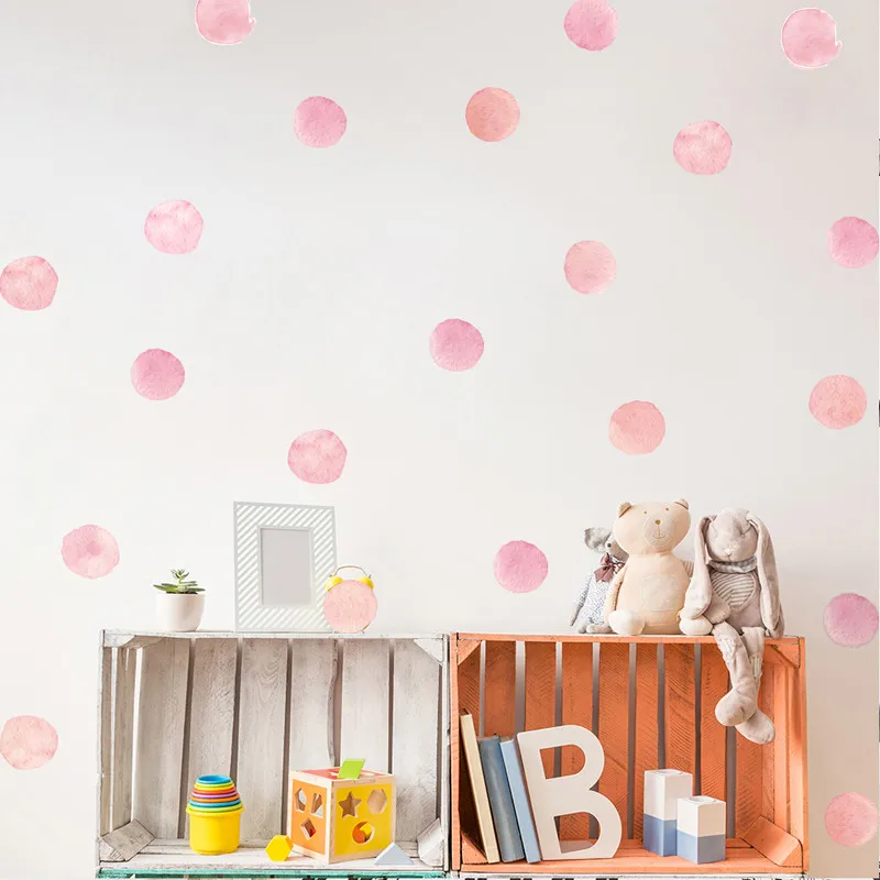 36pcs=1sets Dot Watercolor Wall Sticker Color Circle Wall Decal Children Room Removable Decorative Stickers For Kid's Bedroom