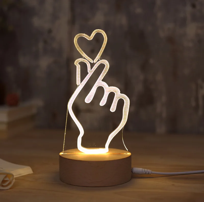 Mycyk Ins creative than night light USB night light lampada da tavolo in legno regalo USB o 5AAA regalo di compleanno per la stanza della fidanzata decorat