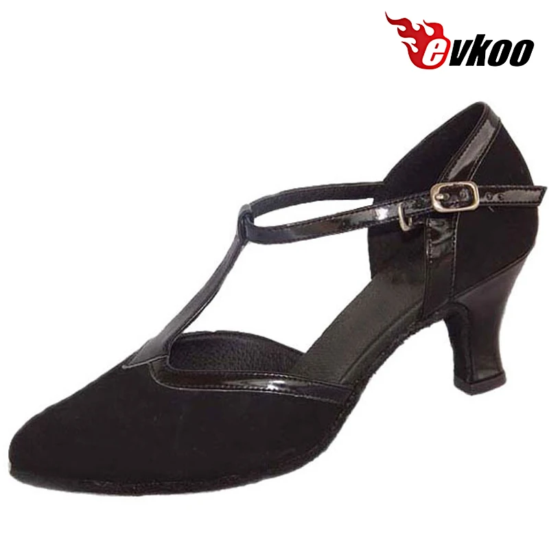 Evkoodance Customsize Black Women\'s Latin/Ballroom/Salsa Shoes 6cm Heel Height Made By Nubuck Or Genuine Leather Evkoo-173