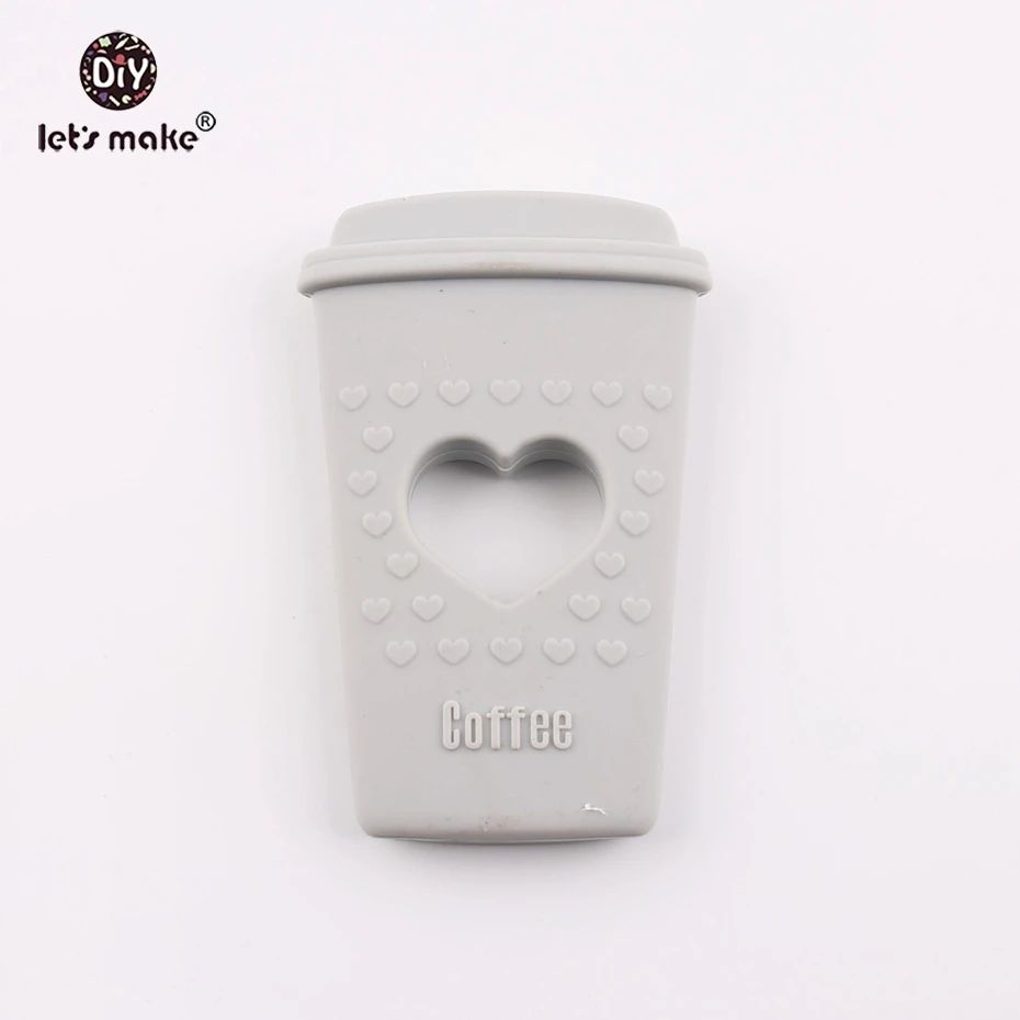 

Let's make Gray Color 1pc Coffee Cup Shape Baby Nursing Accessories Silicone Teething BPA Jewelry Charms Necklace Baby Teether