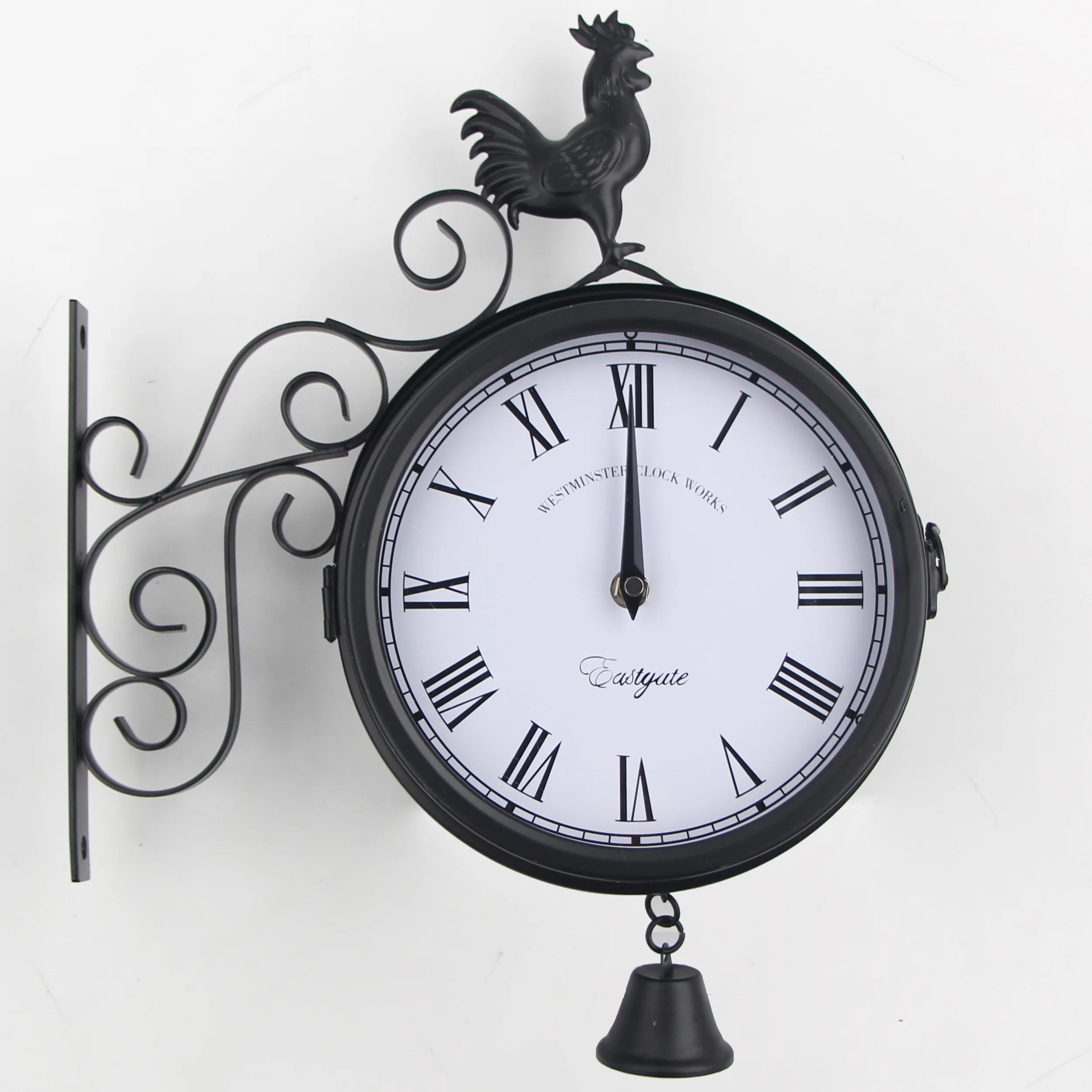 Vintage Design Rooster Wall Clocks Metal Iron Clock Watch Saat Classic Digital Clocks Relogio de Parede Klok Home Decor