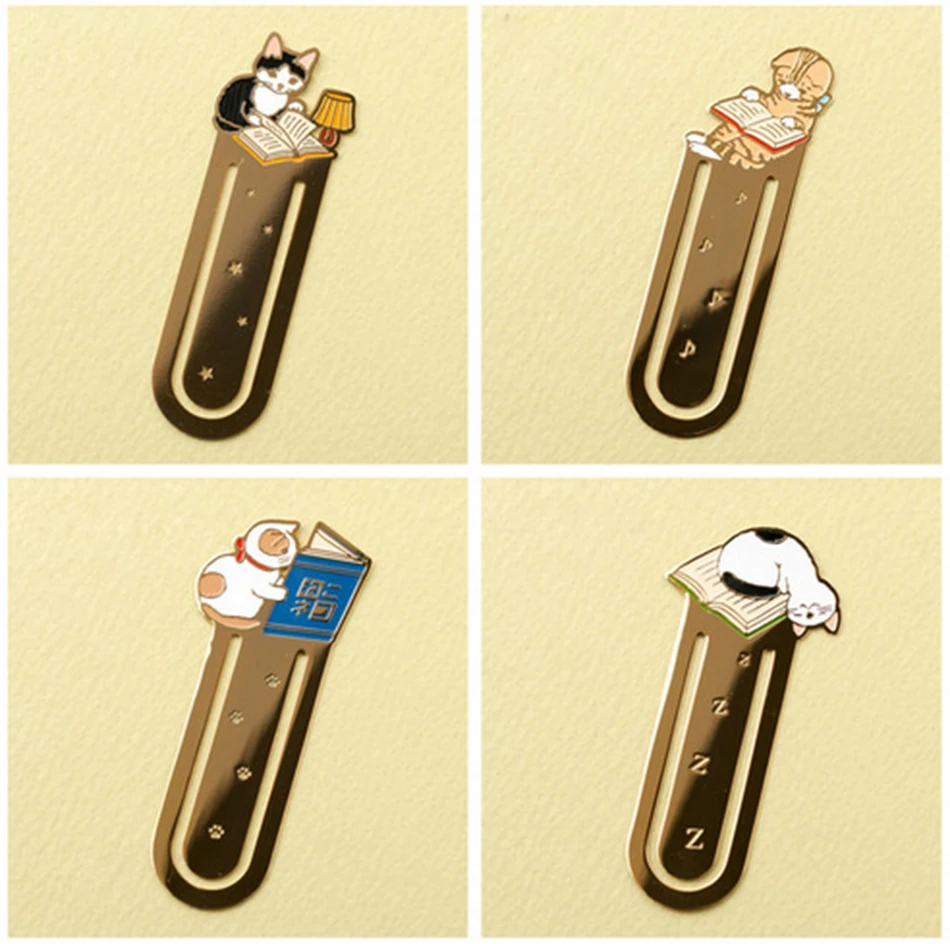 Free Shipping Metal Cute Cat Bookmark Planner Paper Clip Material Memo Clip For Book Stationery School Supplies