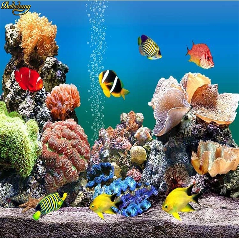 

beibehang mural 3d wallpaper TV bedroom sofa background Cartoon fish underwater world 3d photo wallpaper for walls wall paper