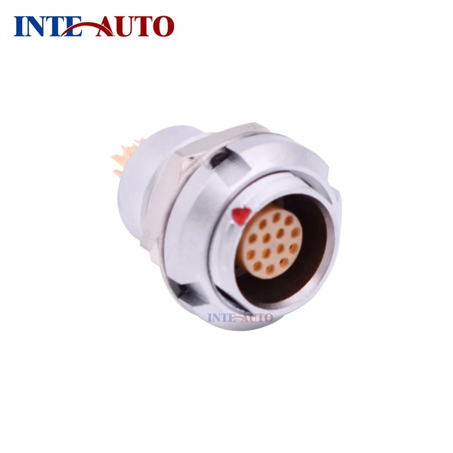 

M12 size 14 pins metal push pull self-latching female receptacle connector,EZCG 1B 314, solder contacts