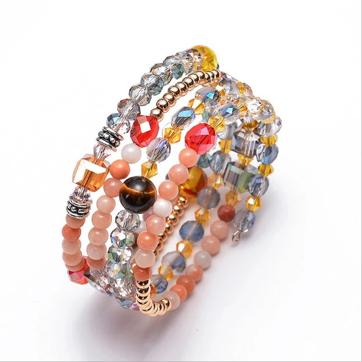 2019 NEW Natural Crystal Winding Multi-circle Natural Stone Tiger Eye Multi-layer Winding Bracelet