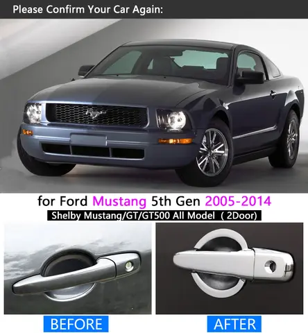 För Ford Mustang 2005-2014 Kromhandtagsskyddssats Shelby GT GT500 2006 2008 2010 2012 Biltillbehörsklistermärke Bilstyling 10 best sales Shelby GT500 tillbehör - №8