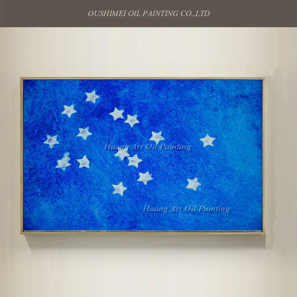 Pop Art Hand Painted Starry Night Constellation Cover Acrylic Paintings Home Wall Decor Star Oil Painting Blue Landscape