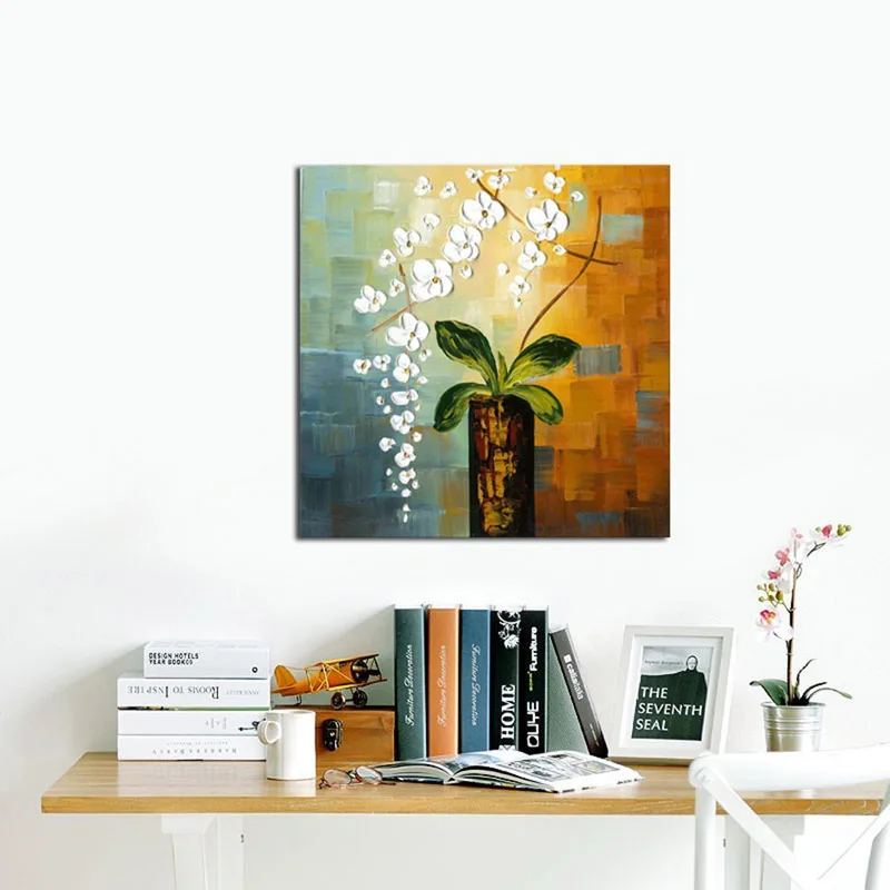 

top Artist Hand-painted Abstract knife Flowers Oil Painting On Canvas Wall Paintings Wall Art Picture For Living Room Home Decor