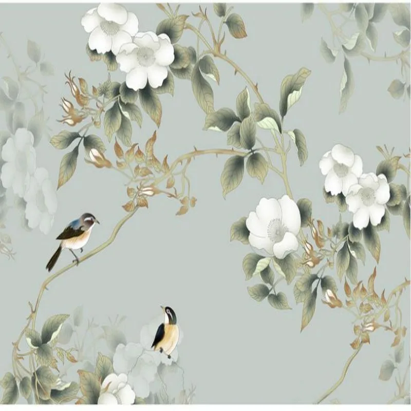 wellyu Custom large - scale murals hand - painted flower and bird map American TV  wallpaper wallpaper for walls 3 d