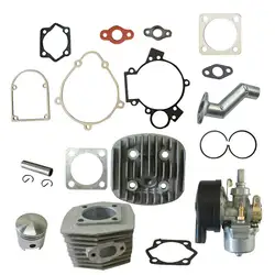 Cylinder Head&Gasket Kit&Carburetor Cylinder Fits 66/80cc 2 Stroke Engine Motorized Bicycle Piston Ring Pin Intake Manifold