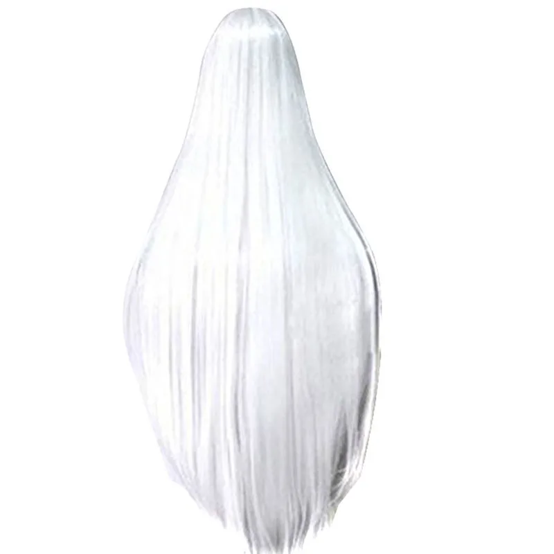 80cm Lnuyasha kurama HakuToshi moka akashiya Long Straight Vocaloid White Synthetic Cosplay Wig With Bangs+Wig Cap