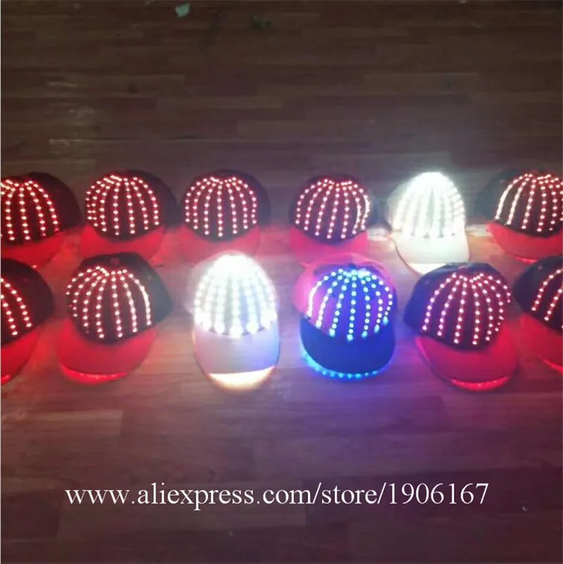 Wholesale 5 Pcs LED Luminous Hats Light Up Party Cap Hat Halloween Christmas Stage Dancing Bar DJ Hearwear Birthday G