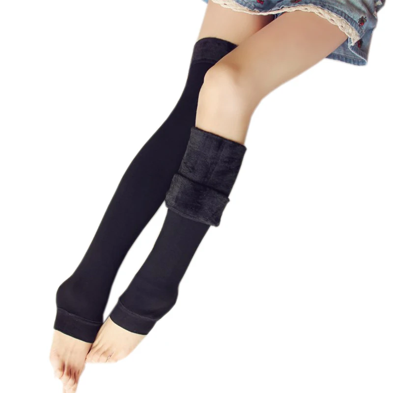 Autumn Winter Thickening Velvet Lining Long Tube For Female Leg Warmers Boot Accessory Black And Red Colors 1pair Simple Fashion