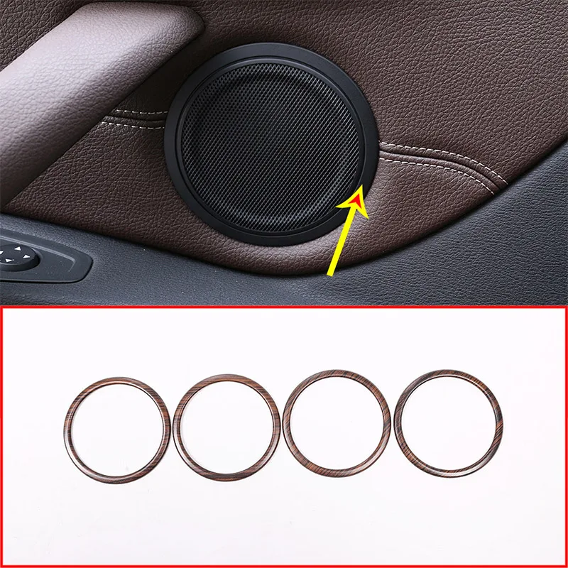 

4pcs Pine Wood Grain Car Door Speaker Ring Trims For BMW X1 f48 2016-2019 For BMW X2 F47 2018 2 Series F45 F46 2014-2019