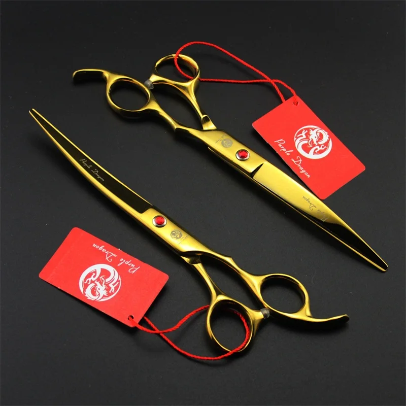 Professional Japan 440 7 Inch Pet Dog Grooming Scissors Dog Shears Hair Cutting Thinning Curved Scissors