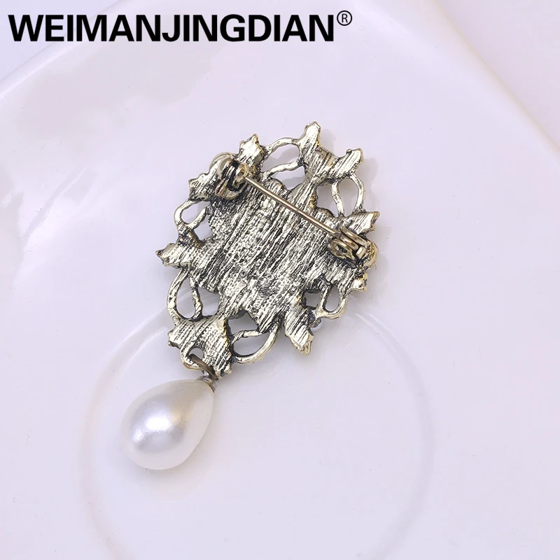 WEIMANJINGDIAN Brand Simulated Pearl Drop Vintage Brooches Decor Jewelry for Apparel Hats Scarf or Wedding