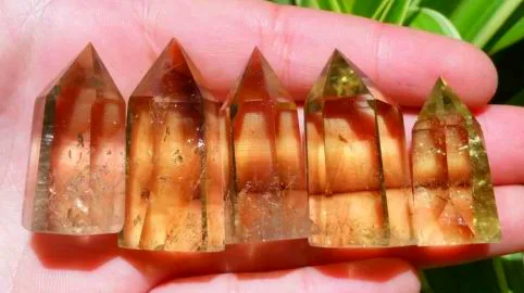 100-120g   5pcs NATURAL Citrine QUARTZ CRYSTAL WAND POINT HEALIN