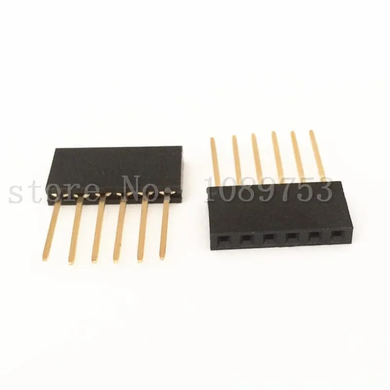 

100 шт., штабелируемые длинные гнездовые головки для Arduino Shield, черные, 2,54 мм, 6P