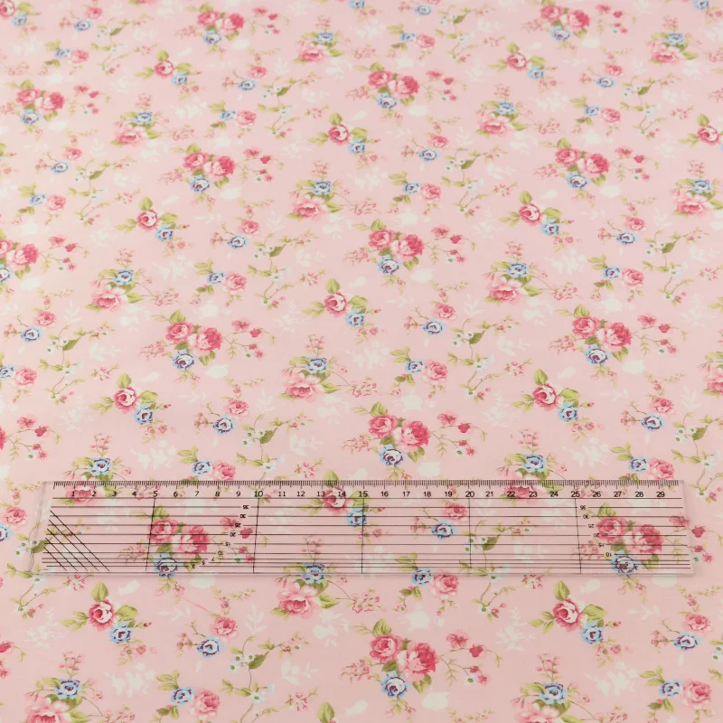 Pink Printed Floral Designs Decoration Sewing 100% Cotton Fabric Crafts Quilting Patchwork Home Textile Bedding Scrapbooking