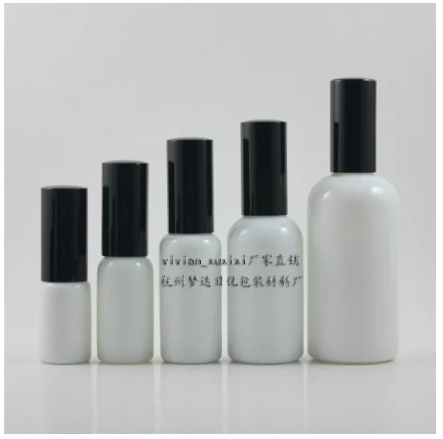 

50pieces 20ml white lotion bottle with black pump, 20ml Cosmetic Packaging, glass 20 ml cosmetic bottles for liquid cream