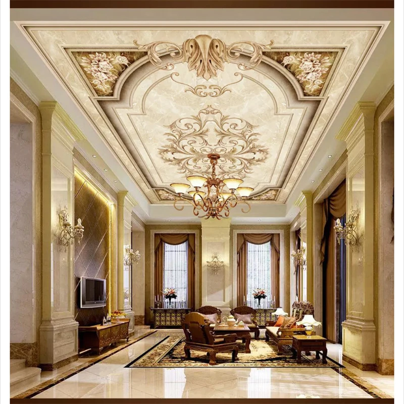 beibehang European advanced fashion stereo wall paper marble mosaic retro ceiling decoration painting papel de parede wallpaper