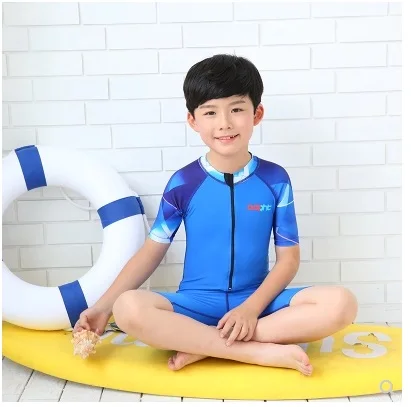 Children Professional Patchwork One Piece Sport Breathing Bathing Suit Girls Boys Outdoor Training Competitive Swim BathingSuit view 3