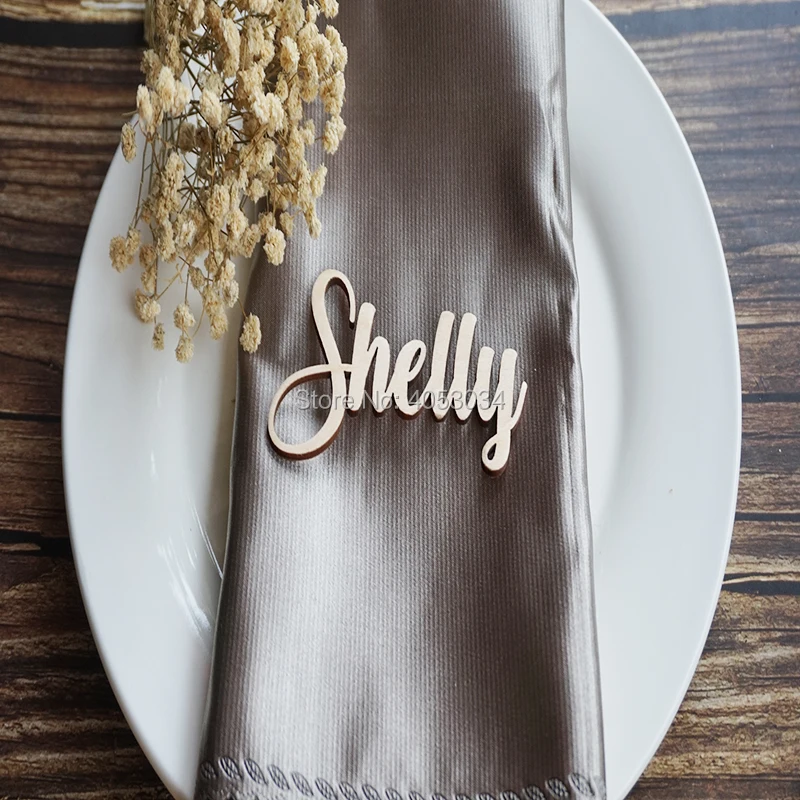 Custom Place Settings, Custom Table Settings, Wood Plate Name Cutouts, Gold Wedding ,Custom Name Place Setting, Laser Cut Names,