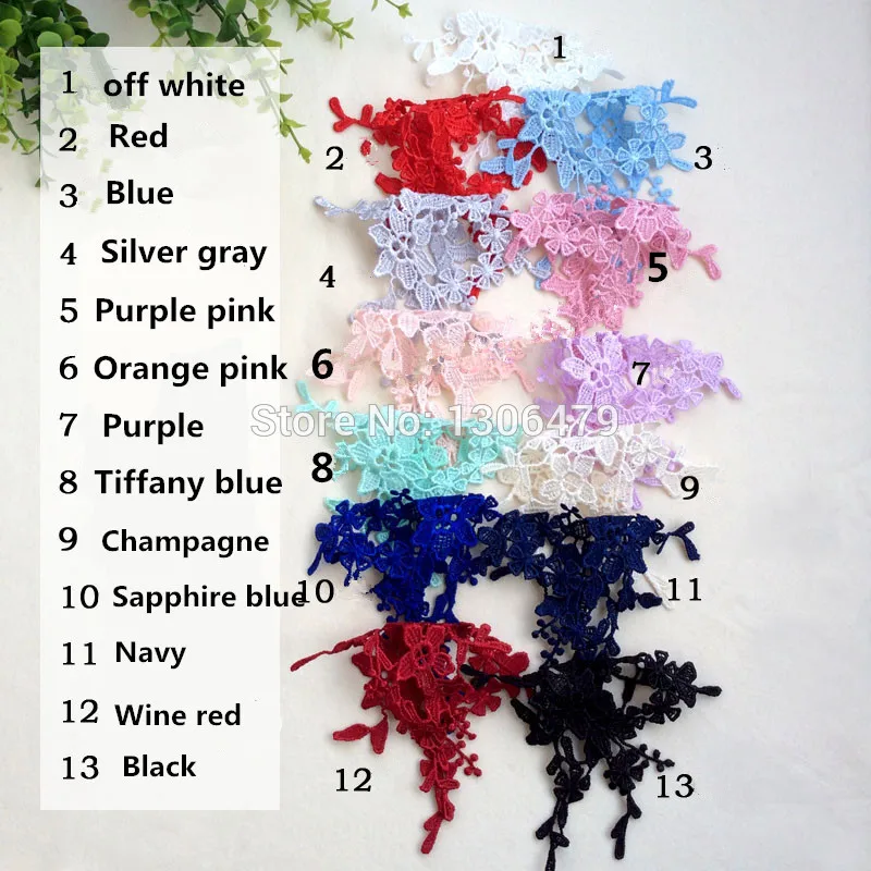 Water Soluble Lace Fabric Decoration, DIY Patch Applique, Bride Hair Accessory, Veil Wedding Shoes Lace Trim, RS1173, 20 PCs/Lot