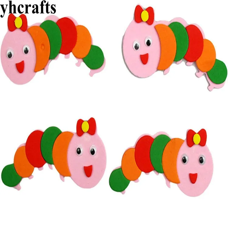 1bag/LOT Caterpillar Ant Lobster fish rabbit butterfly ladybug foam shape without stickers Craft activity kit Color learning