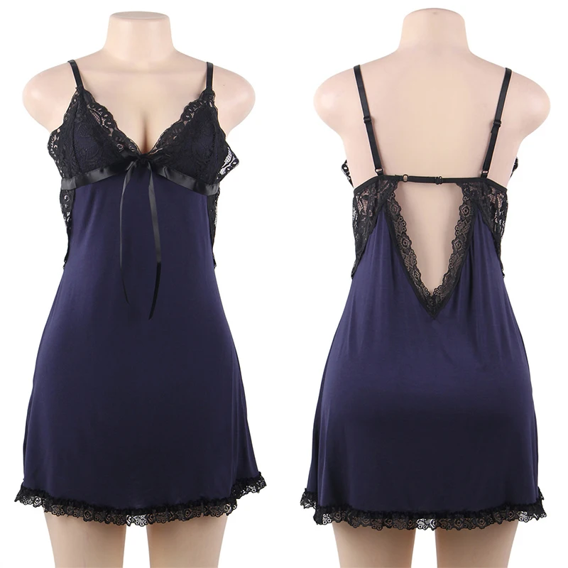 Comeondear Plus Size Nightgown Women Cotton Dress Deep V Neck Pajamas Backless Fat Nuisette Nightskirt Modal Mini Sexy Sleepwear