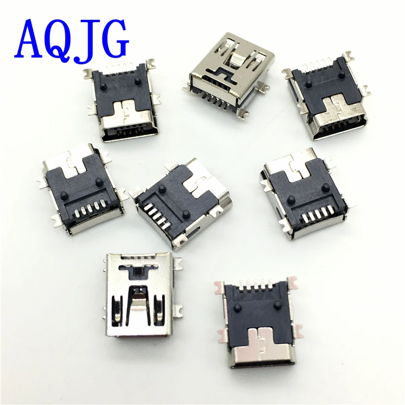 200 stks Mini USB connector SMD USB Data interface 5pin 5 naald mini Micro usb socket AQJG