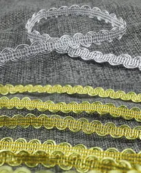 20 yards/lot di Alta qualità In Oro/Argento Filo Piegatura Tessitura Di 0.8 CM di Larghezza Lace Trim Cucito tessuto