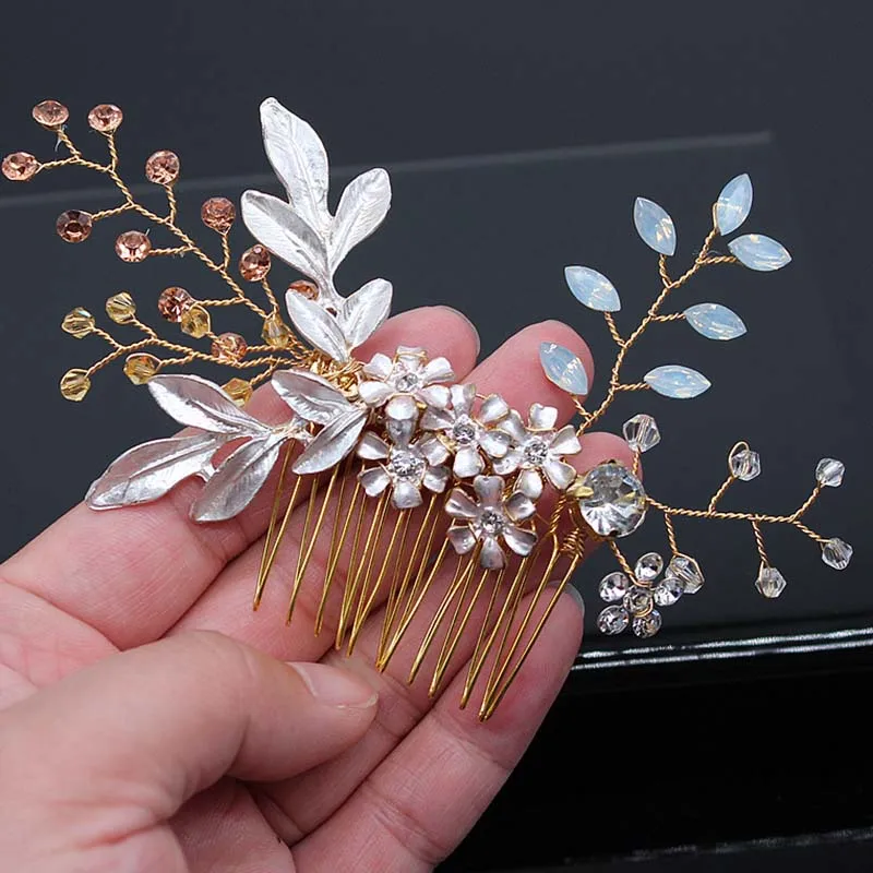 Bridal Hair Accessories Crystal Peals Hair Combs Wedding Hair Clips Accessories Jewelry Handmade Women Hair Ornaments Headpieces