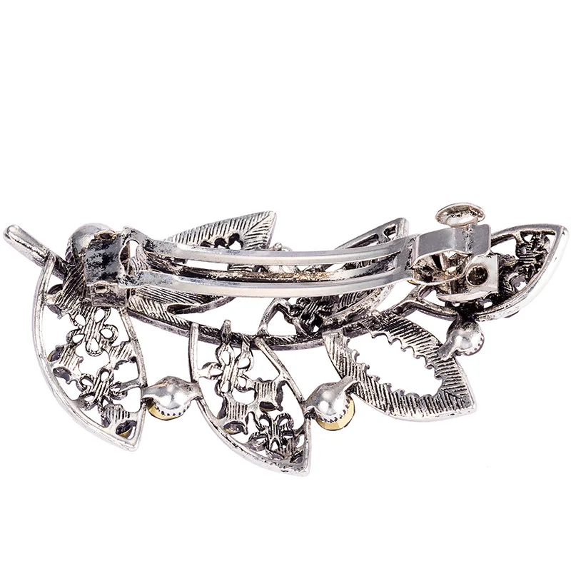 EASYA Blue Purple Crystal Leaf Barrettes Hairwear Hair Accessories Vintage Rhinestone Leaves Hairpin Clips Ornaments