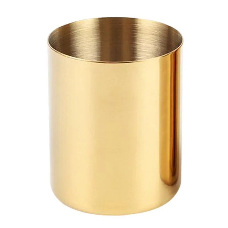 

Gold Flower Vase Pen Holder Desktop Storage Container for House Office - Cylinder