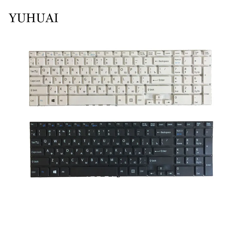 Teclado ruso RU para Sony VAIO SVF152C29V SVF153A1QT SVF15A100C SVF 152100 C SVF1521Q1RW Blanco negro Teclado para portátil