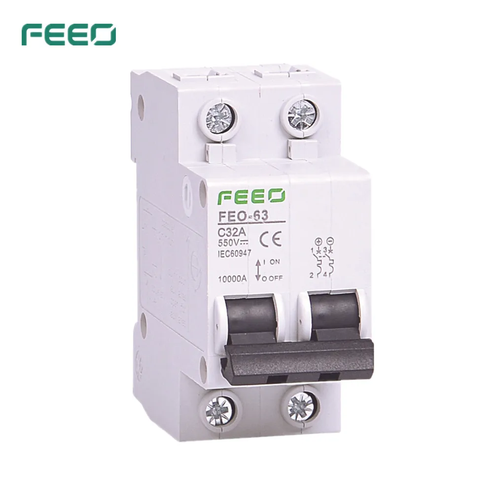 

FEEO 2P 6A/10A/16A/20A/25A/32A/40A/50A/63A DC 550V Circuit breaker MCB Solar Energy Photovoltaic PV Switch