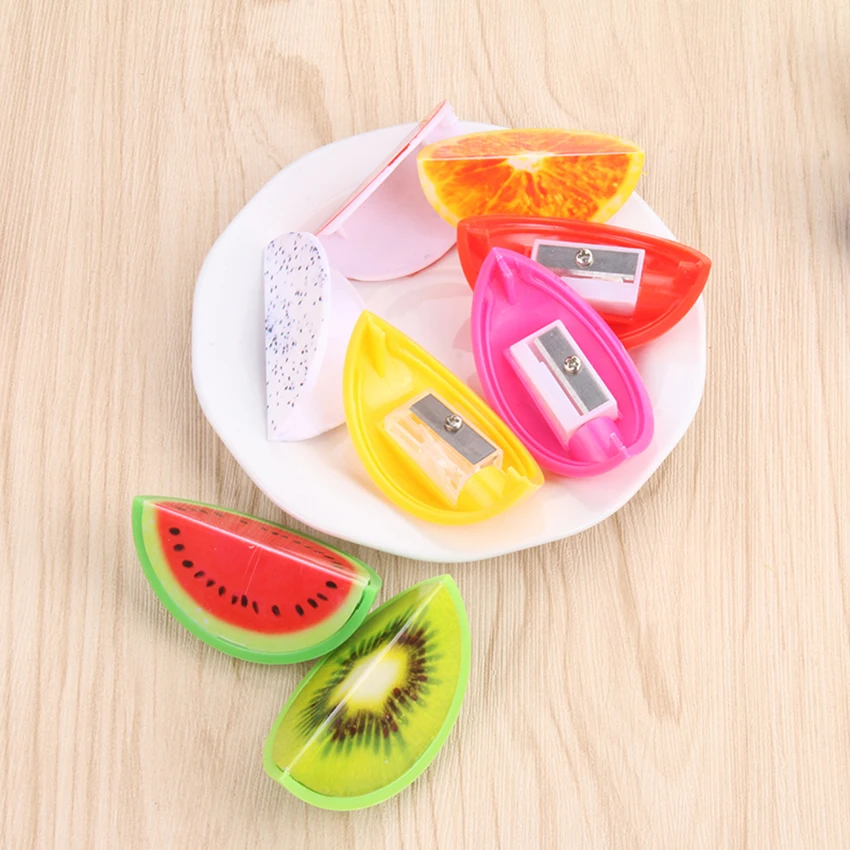 1pc fruit Cute Kawaii Lovely Plastic Automatic Pencil Sharpener Creative Stationery Gifts For Kids School Supplies