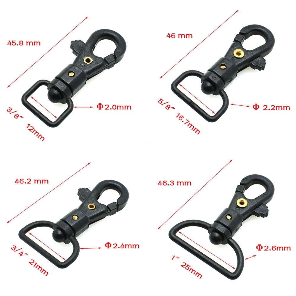 10pcs Plastic lobster clasp Swivel Snap Hooks for Bag Belts Straps Keychain Clasp Backpack Accessories Black