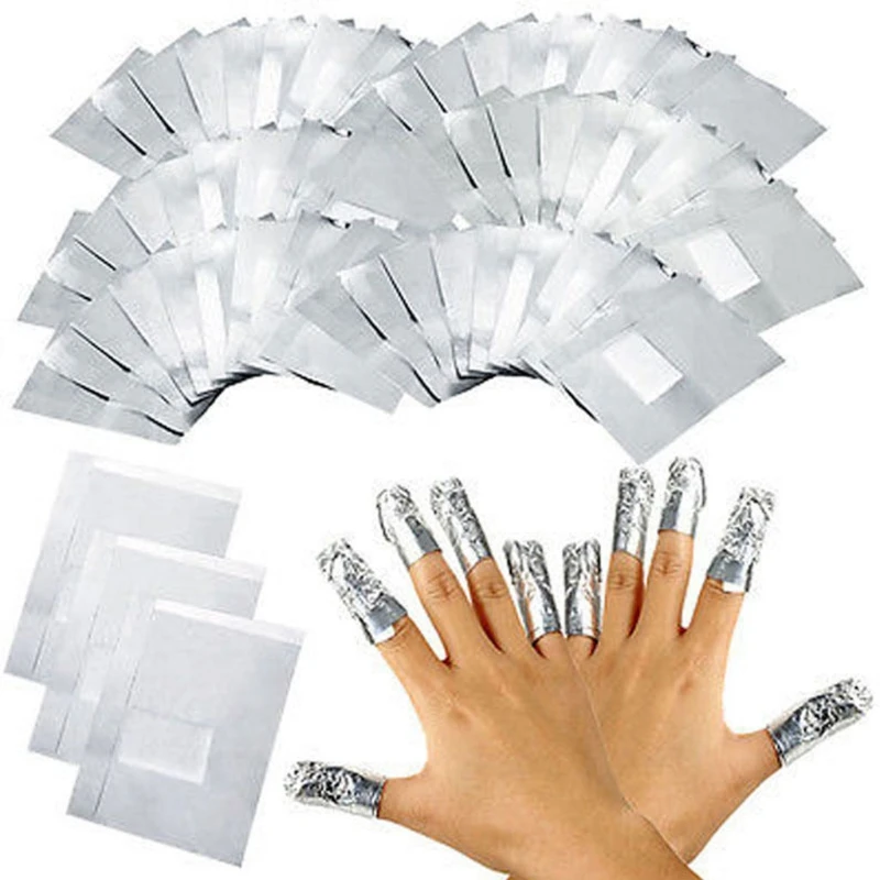 

200pcs Aluminium Foil Nail Art Soak Off Acrylic Gel Polish Nail Wraps Remover NEW