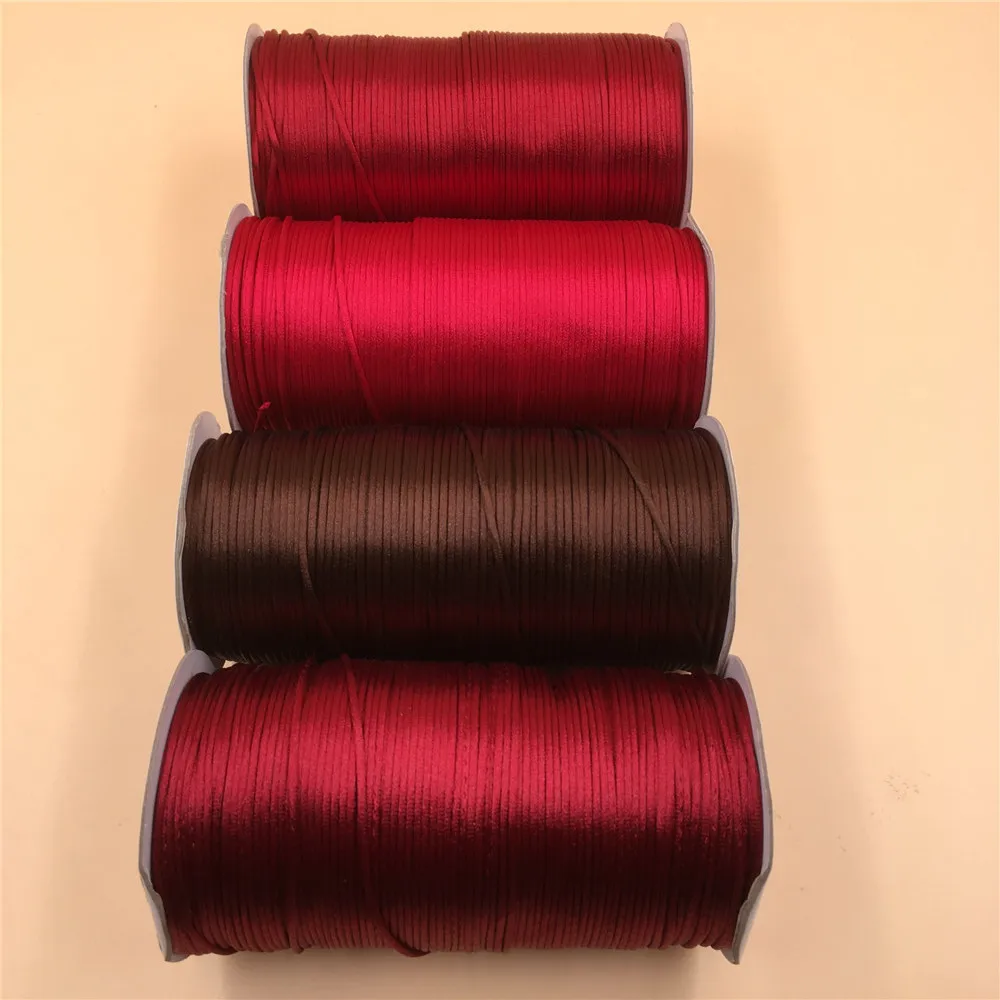 2mm X 20meters Dk Red Strong Braided Macrame Silk Satin Nylon Cord Rope DIY Making Findings Beading Thread Wire R192