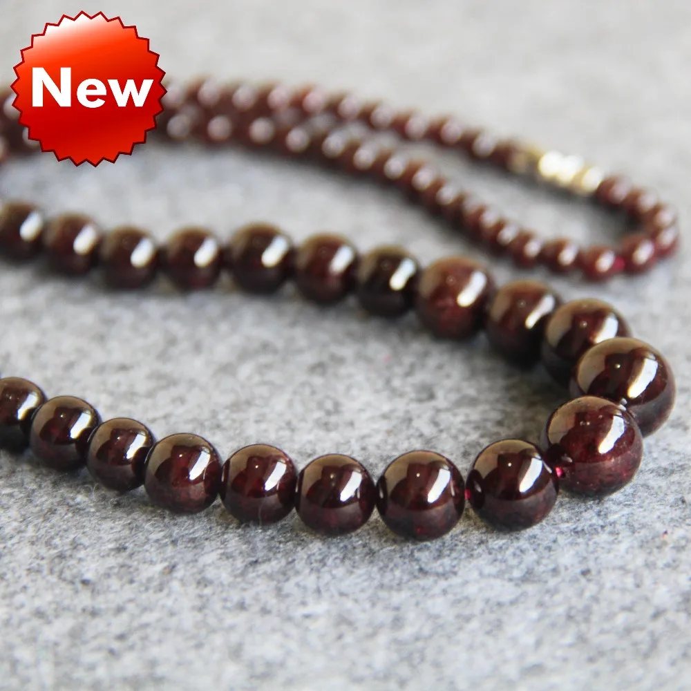 

Accessory Crafts Necklace 4-12mm Garnet Beads Women Girls Gift Natural Stones Balls Gifts 15inch Fashion Jewelry Making Design